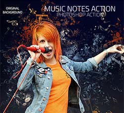 PS动作－音符散射：Music Notes Photoshop Action